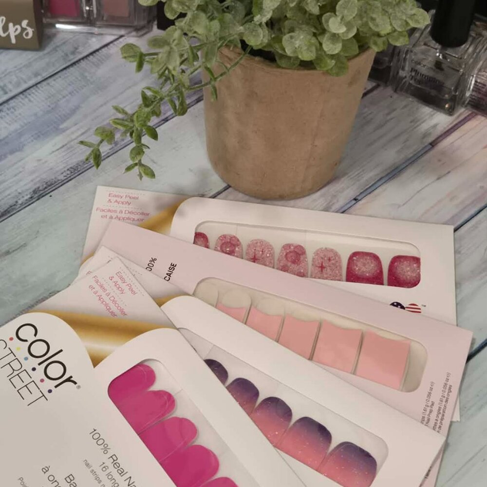 Color Street Pink Glitter Press On Nail Design